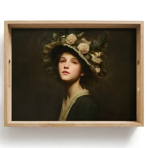 Bloemenhoed - Portret - Vrouw Dienblad Rechthoek middel -z3d_shopping