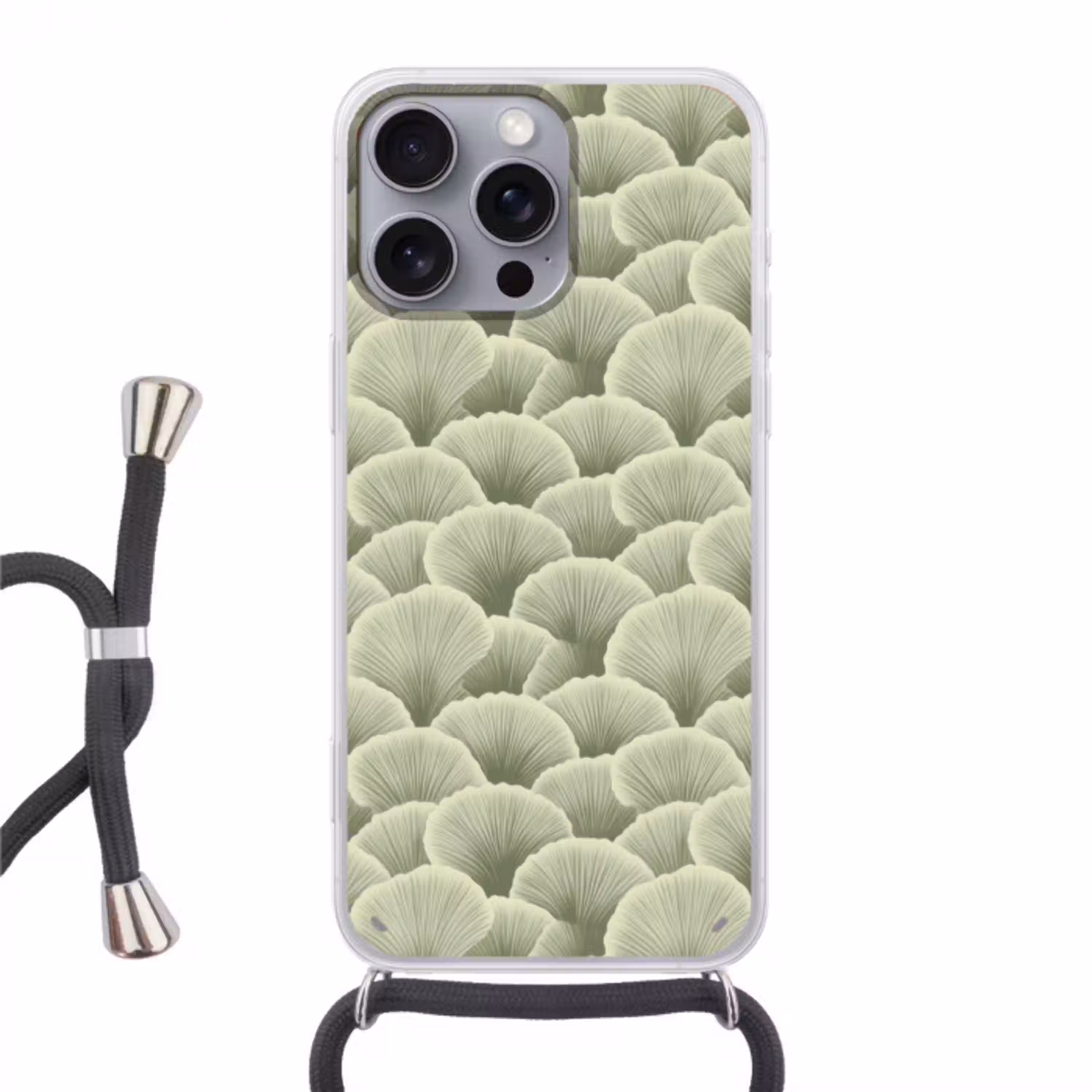 Waaier - Blad - Groen Hoesje iPhone 16 Pro Max met koord klein 804 -3d