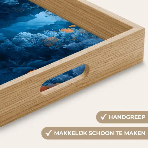 Koraalrif - Vissen - Oceaan - Blauw Dienblad Rechthoek middel -USP_HandgreepNL