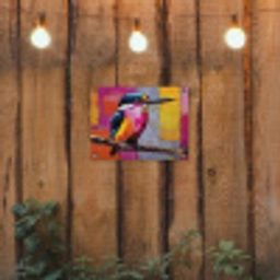 Roze - Ijsvogel - Tak - Kleurvlakken tuinposter los doek klein -sfeer1