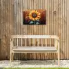 Zonnebloem op Bakstenen Muur Tuinposter op houten frame 2 cm dik klein -sfeer4