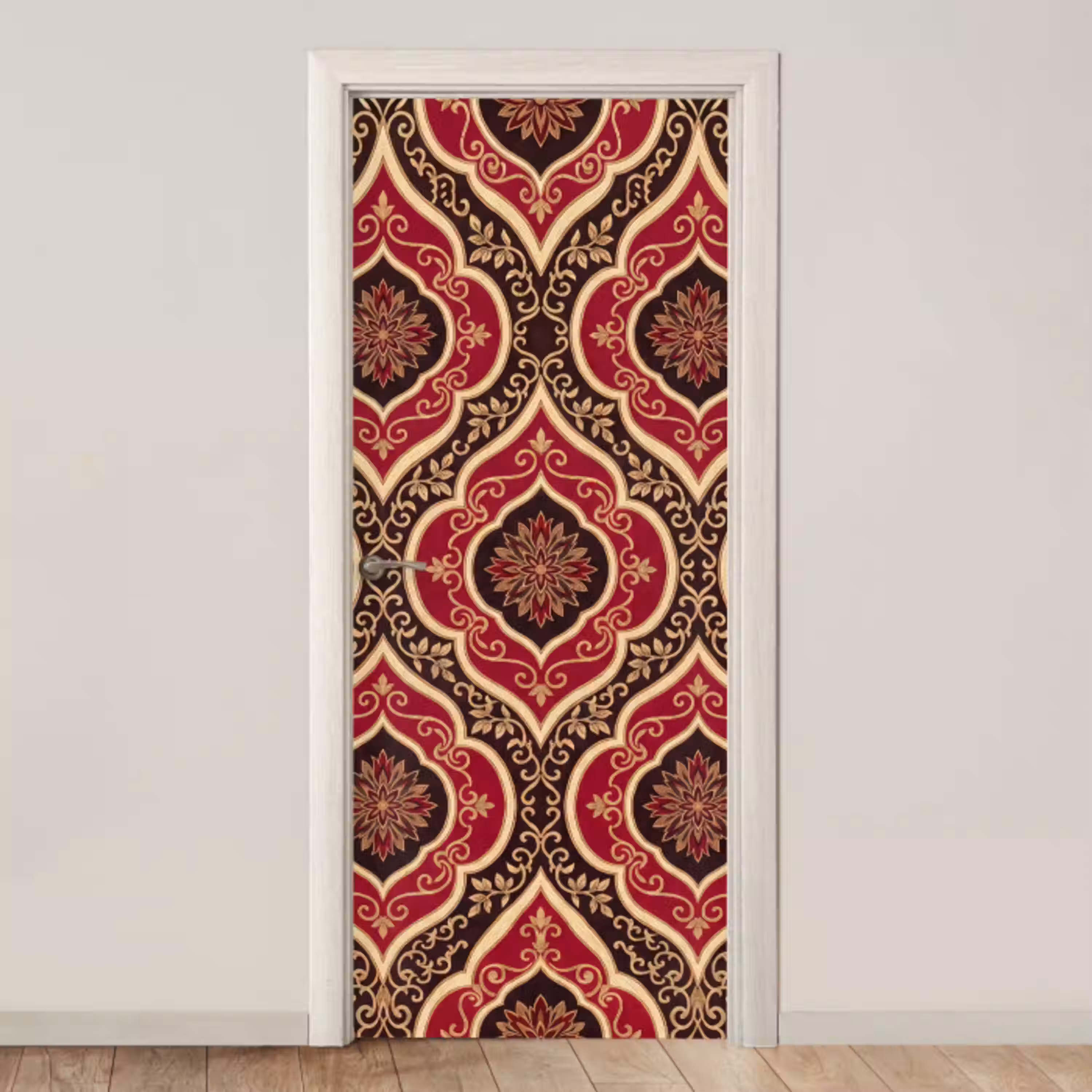 Patroon - Ornament - Barok - Rood - Goud deurposter klein -3d_beige