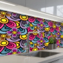 Patroon - Hippie - Bloemen - Paars keuken achterwand 2 middel 871 -3d_schuin