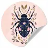 Donkerblauw - Kever - Bloemtakken - Sierlijk Wandcirkel behangsticker klein -3d