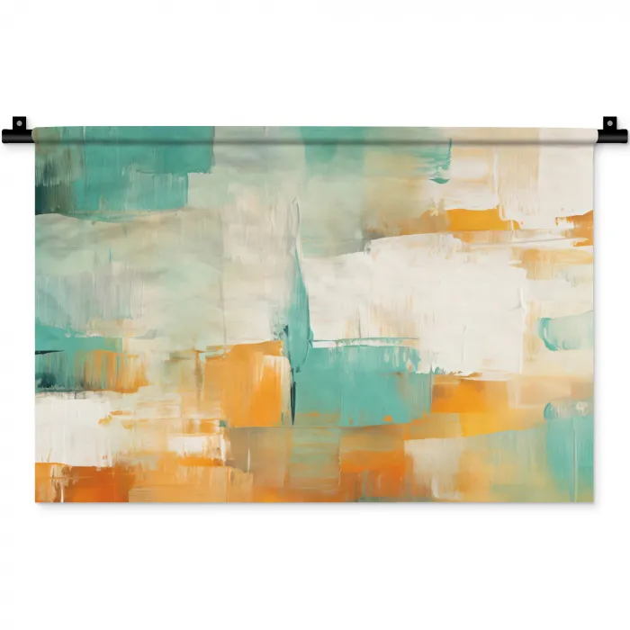 Kunst - Abstract - Blauw - Wit Wandkleed katoen klein -zz3d