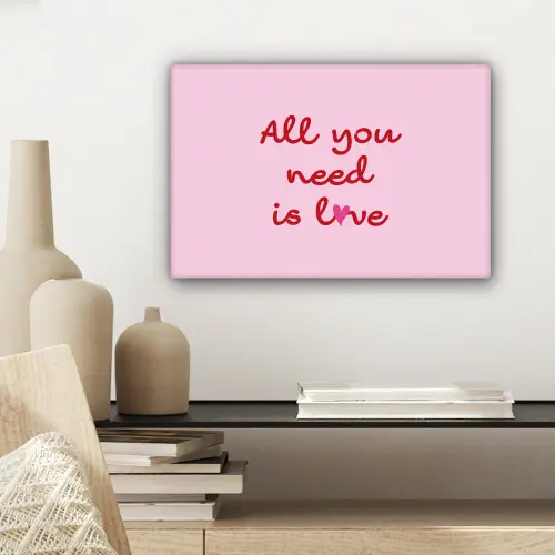 Tekst - Roze - Love - Hart canvas 2cm klein -sfeer6