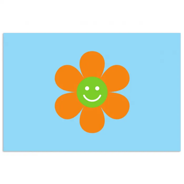 Bloem - Smiley - Kleurrijk poster papier klein -3d