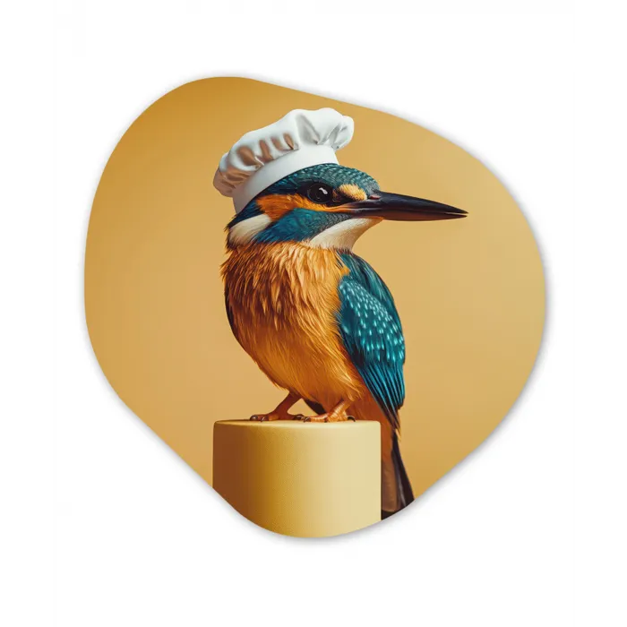 Ijsvogel - Pilaar - Koksmuts - Vogel Wandcirkel Organisch Forex 3mm klein -3d
