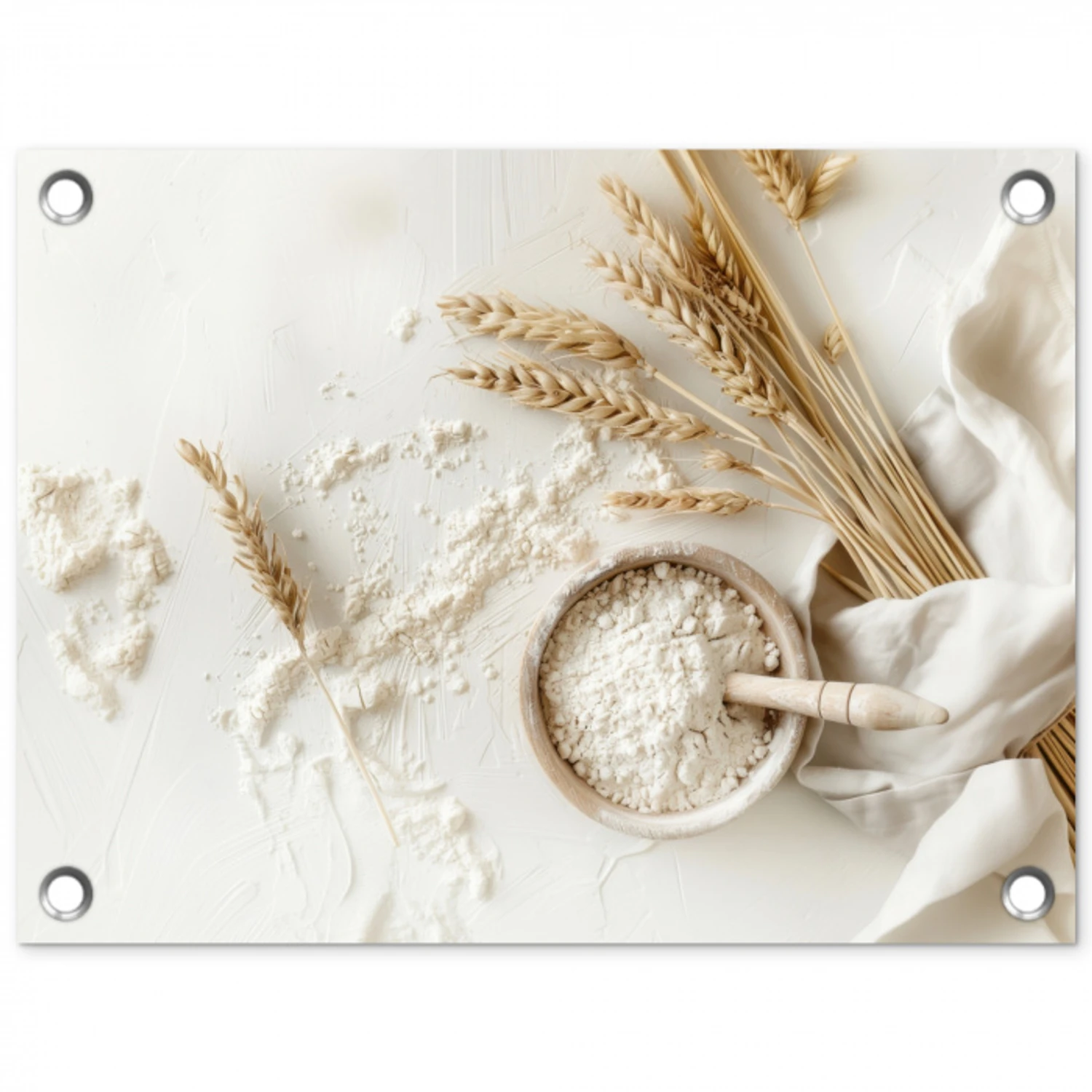 Bloem - Hout - Tarwe tuinposter los doek klein -3d