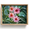 Bloemen - Roze - Glasmozaïek Dienblad Rechthoek middel -z3d_shopping
