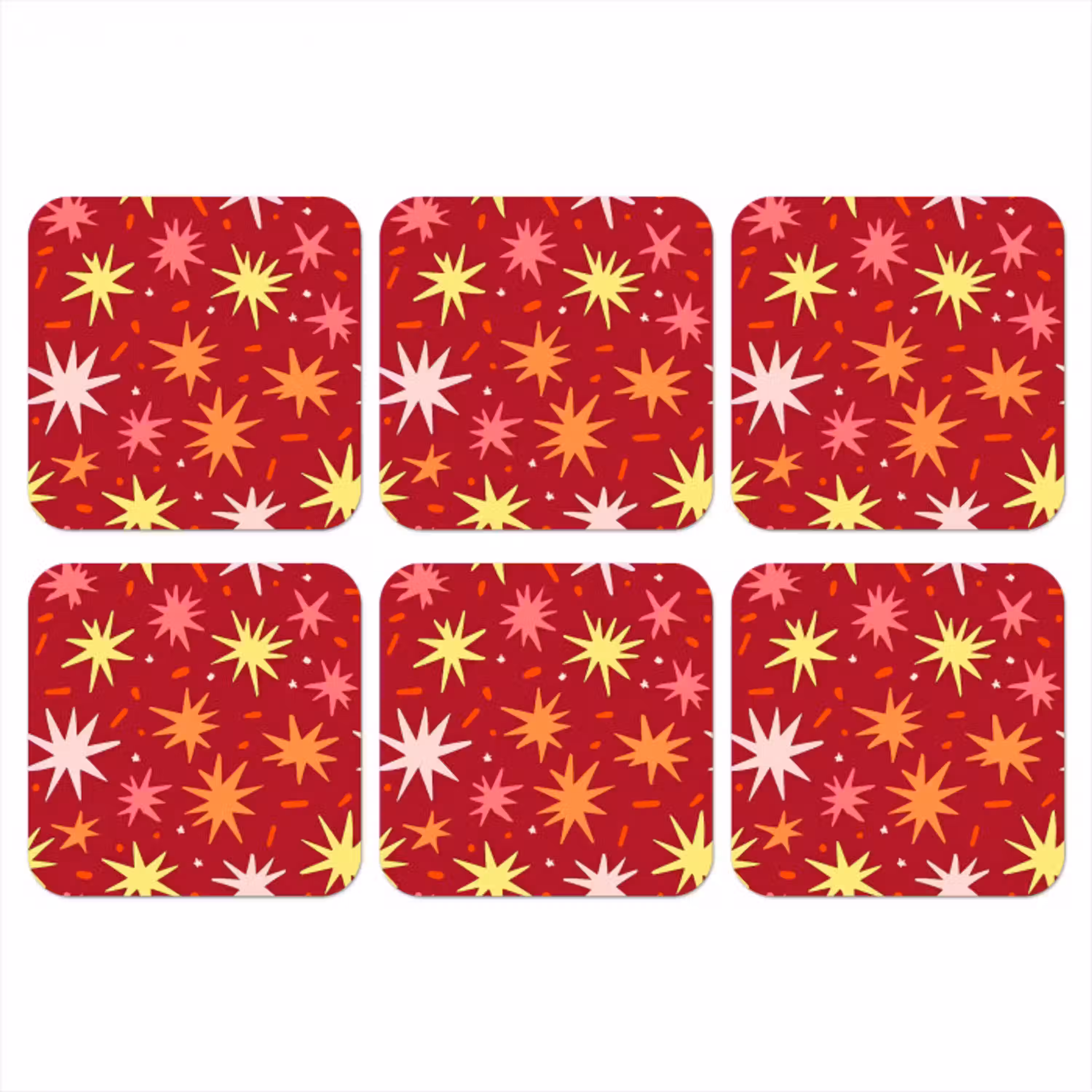 Sterren - Speels - Rood onderzetter kurk middel 366 -3d