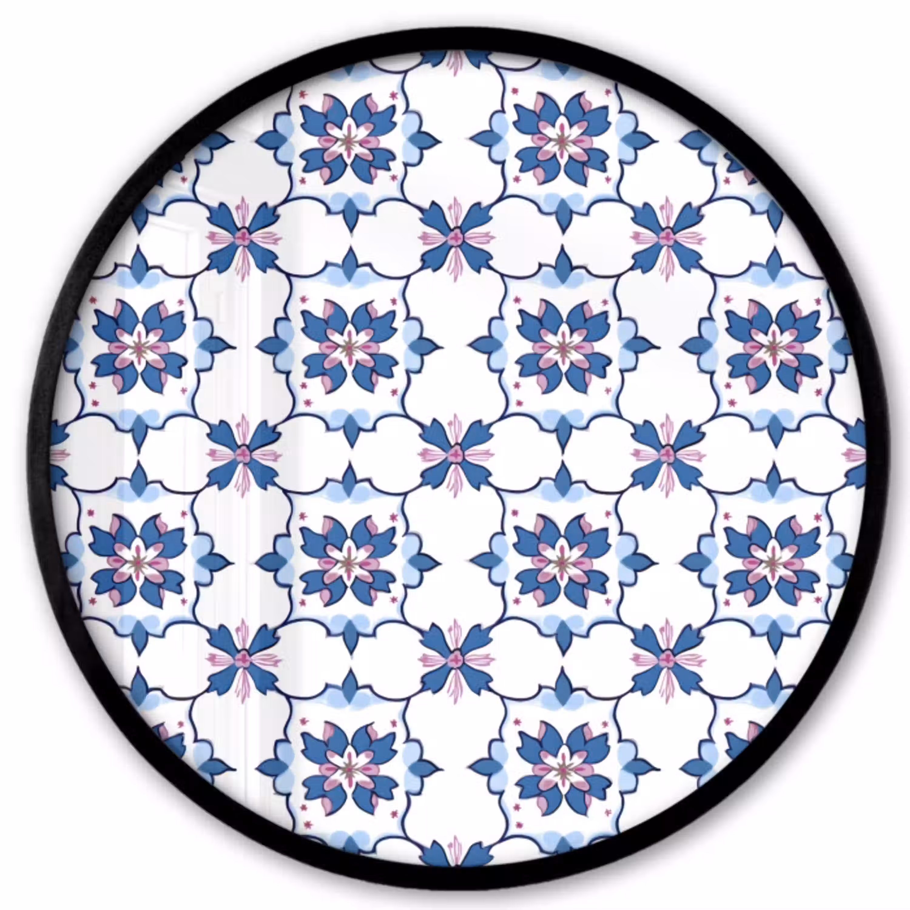 Modern - Patroon - Blauw - Roze Fotolijst rond zonder passe partout klein 856 -3d