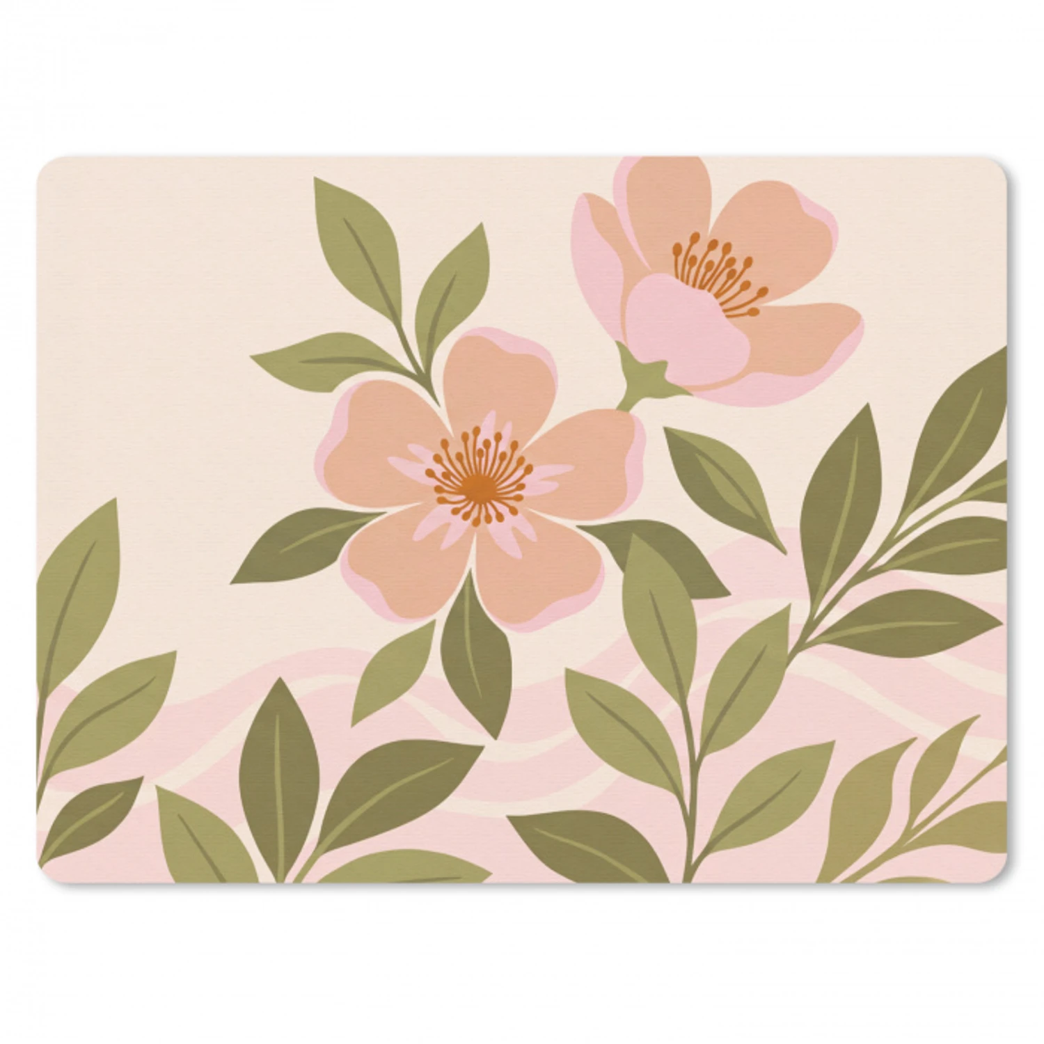 Grafisch - Bloemen - Roze muismat rubber klein -3d