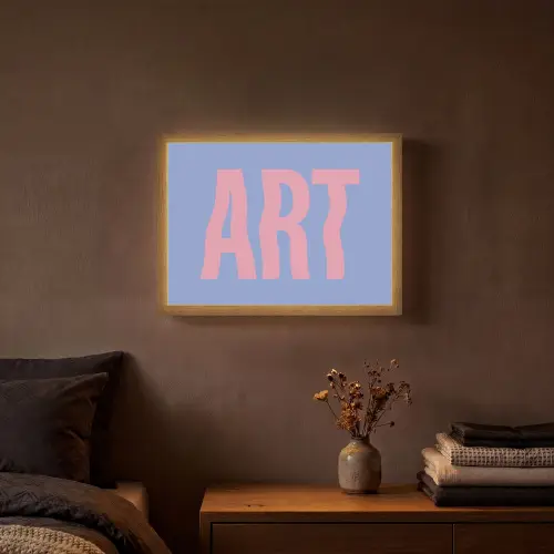 Art - Roze - Blauw Light Box met batterij (Wandlamp) middel -sfeer4