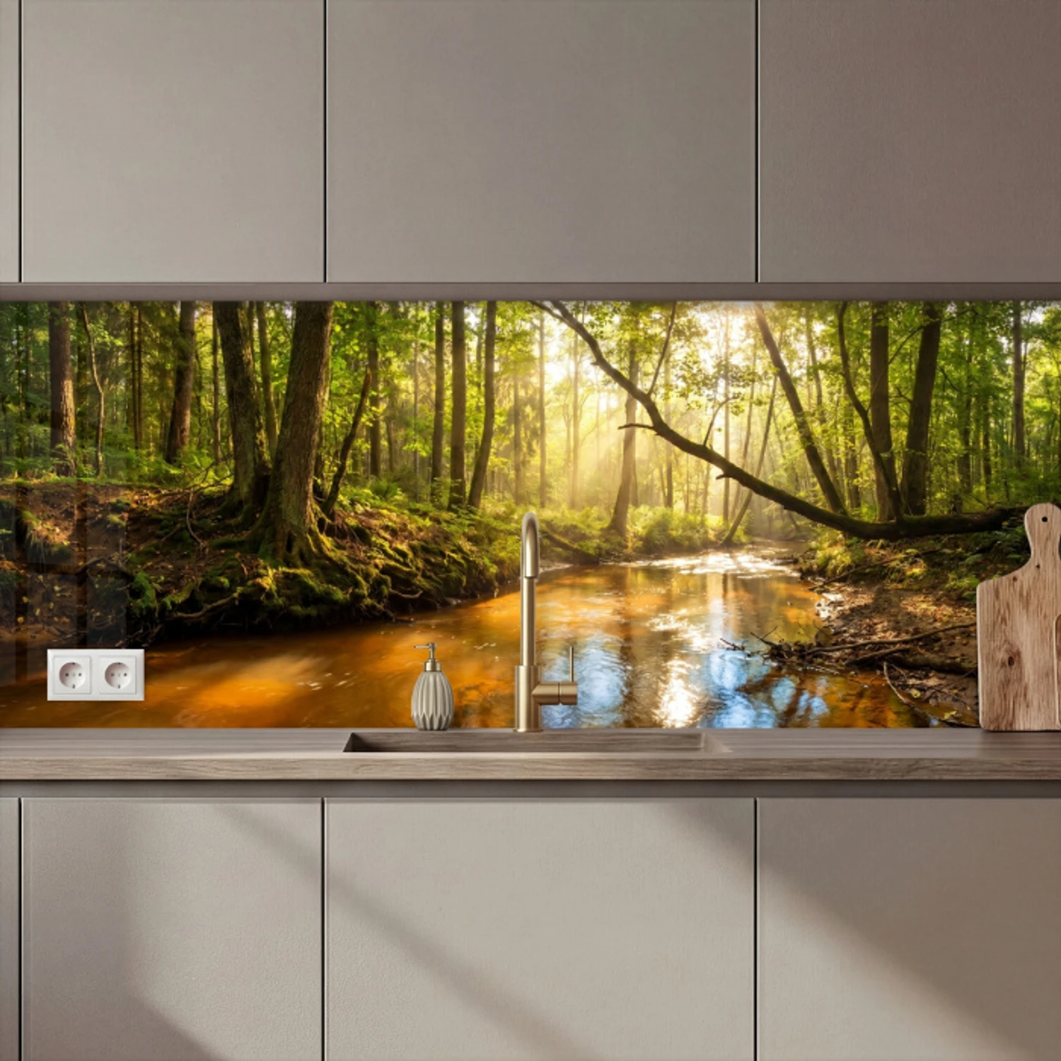 Bos - Beek - Zonlicht - Natuur - Groen keuken achterwand 2 middel zz_3dshopping