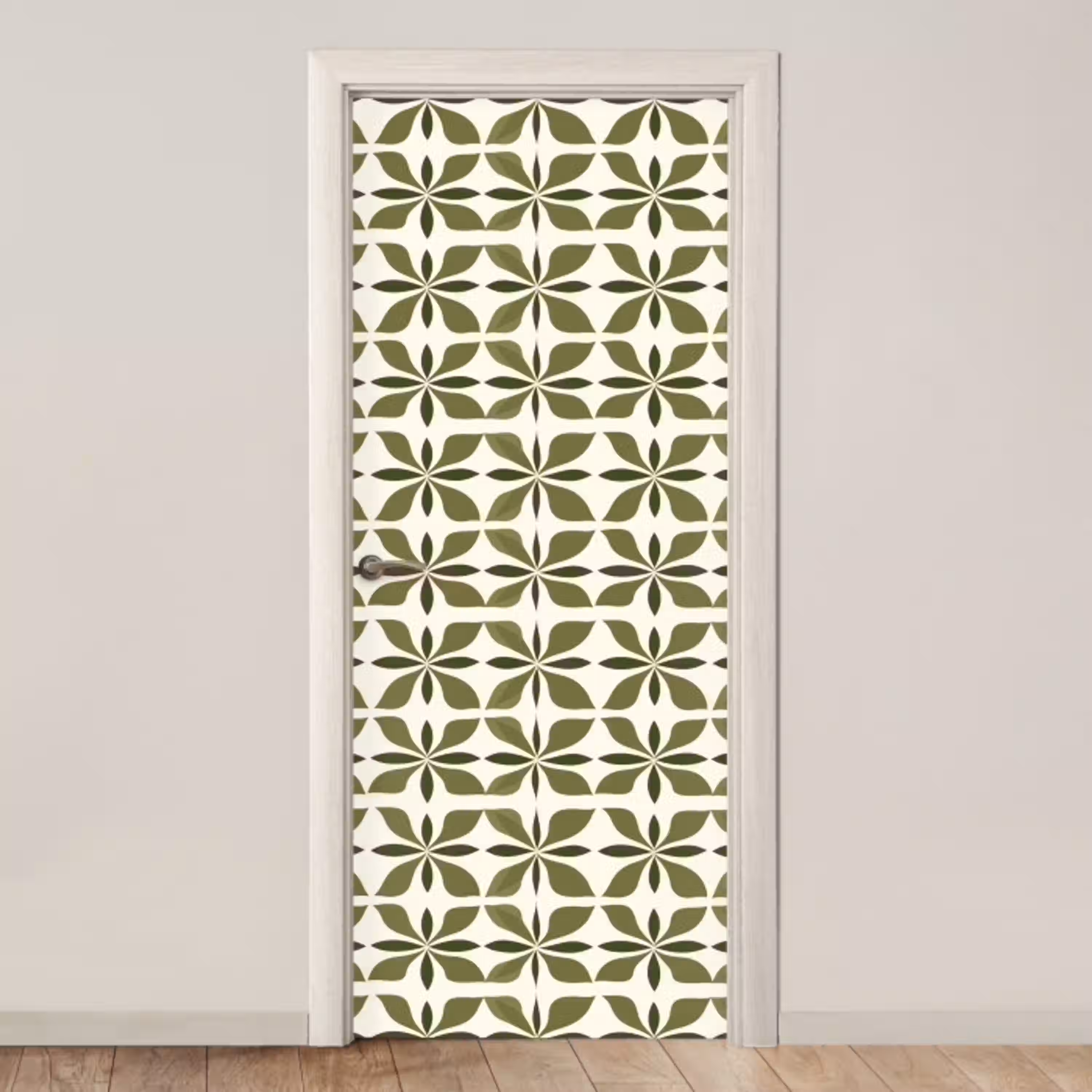 Botanisch - Retro - Groen deurposter klein 289 -3d_beige