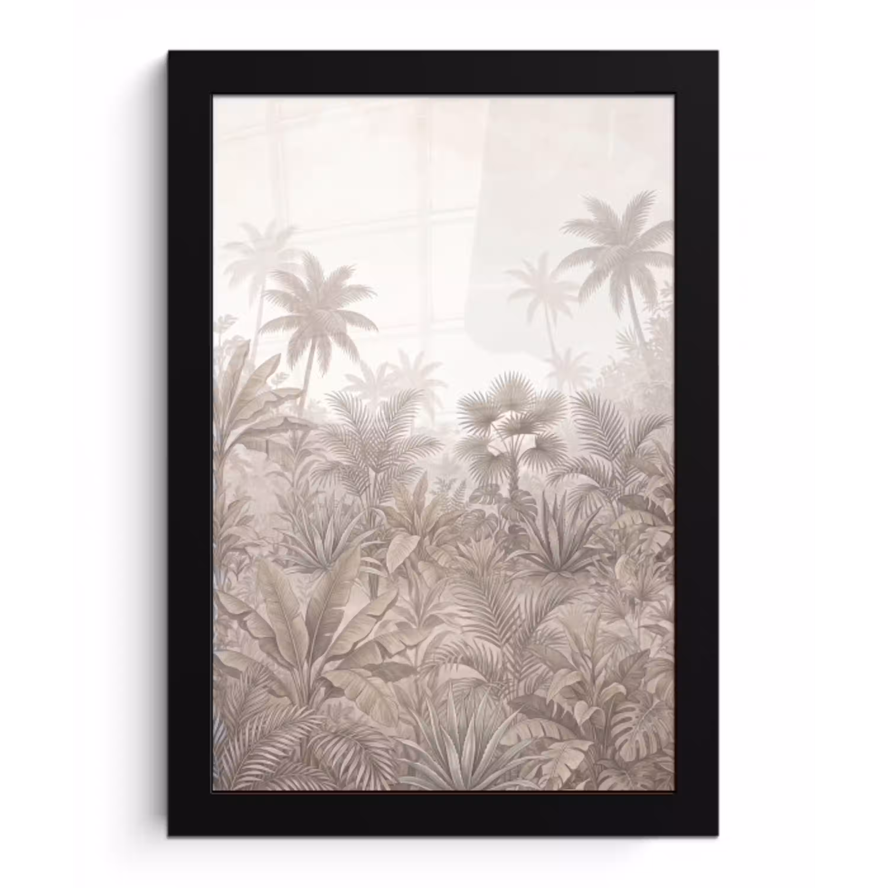 Jungle - Tropisch - Natuur -Vintage - Beige fotolijst zwart zonder passe partout klein -3d