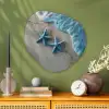 Zeesterren - Zand - Zee - Blauw Wandcirkel Organisch Plexiglas middel -sfeer2