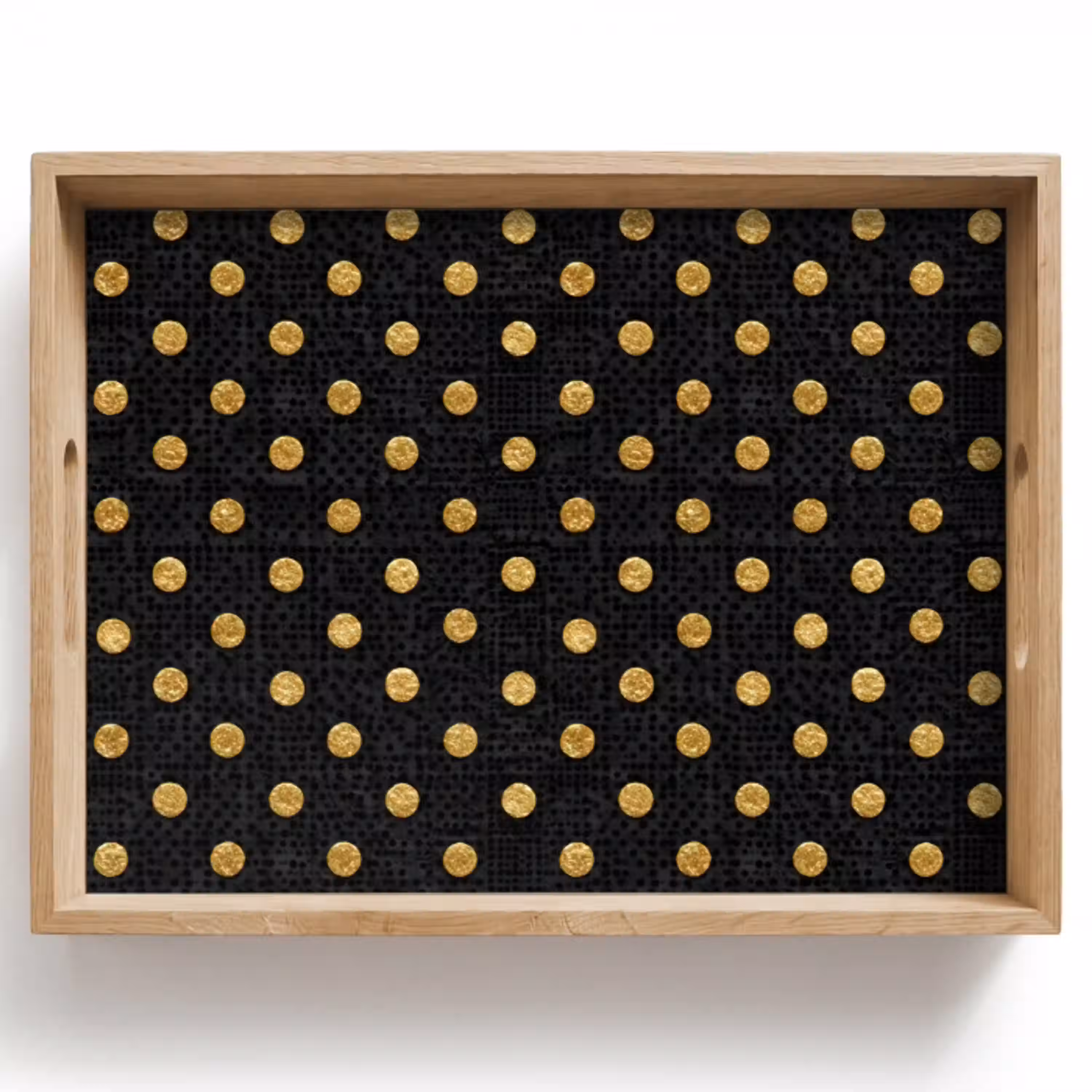 Polka Dot - Stippen - Goud - Zwart Dienblad Rechthoek middel 911 -z3d_shopping