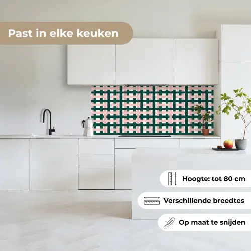 Vlechtpatroon - Groen - Roze - Grafisch keuken achterwand 2 middel 871 -sfeer4_NL