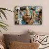 Abstract - Penseelstreken - Blauw - Gezicht canvas 2cm klein -sfeer1