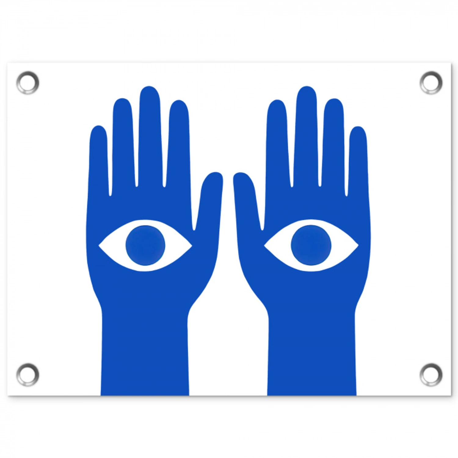 Handen - Twee - Ogen - Blauw tuinposter los doek klein -3d