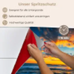 Zee - Zonsondergang - Strand - Wolken - Oranje keuken achterwand spatscherm klein -spatscherm_DE