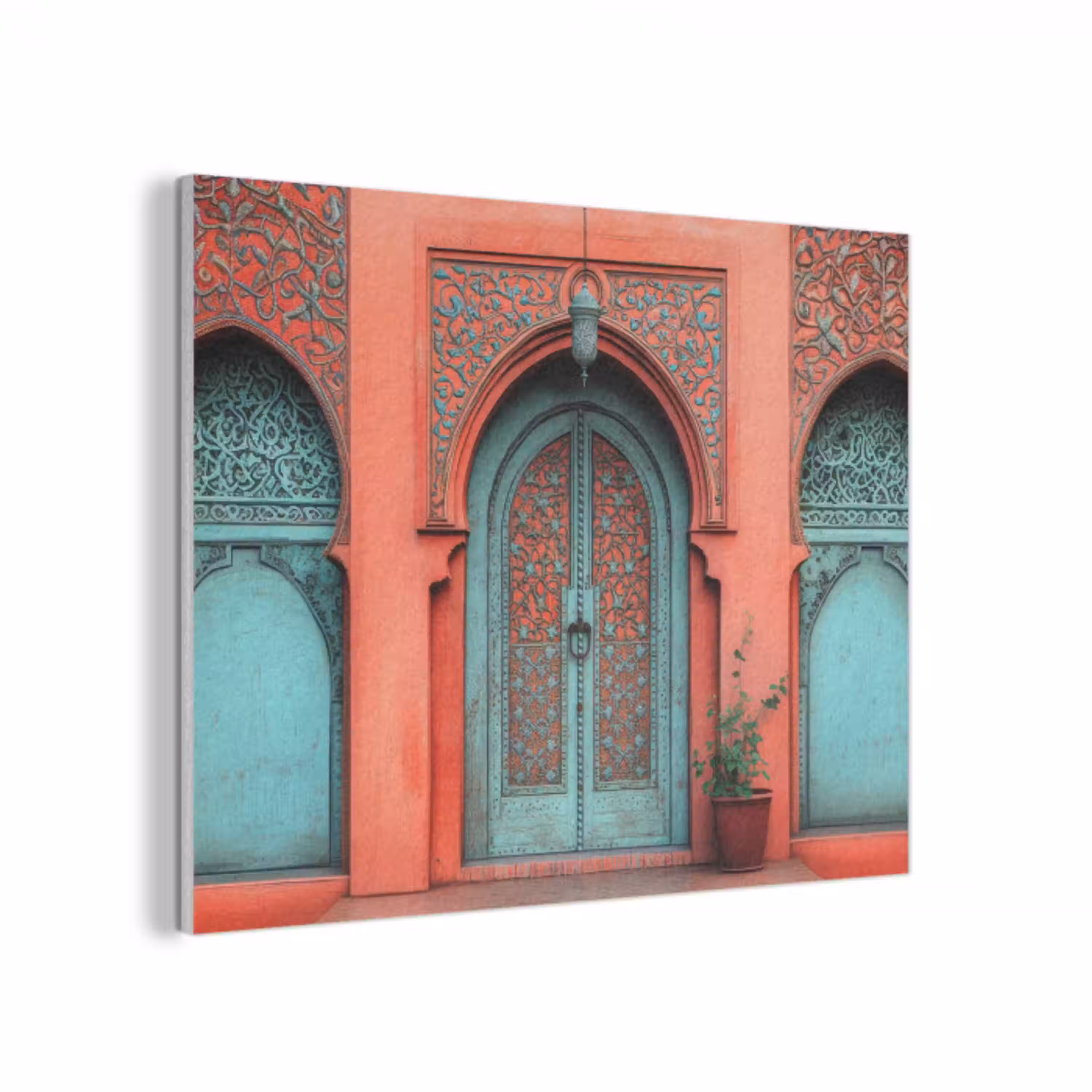 Lantaarn - Deur - Turquoise PET vilt klein -3d