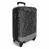 Grijze achtergrond met abstracte zwarte lijnen NBS - Handbagage koffer - Kinderen Unisex middel -productfoto_3d