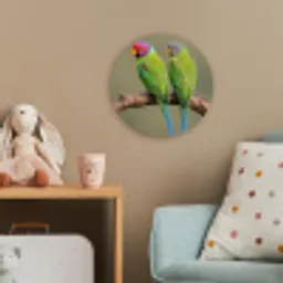 Papagaai - Tak - Natuur - Kleurrijk Wandcirkel kunststof plaat 5mm dik klein -tsfeer1_kind