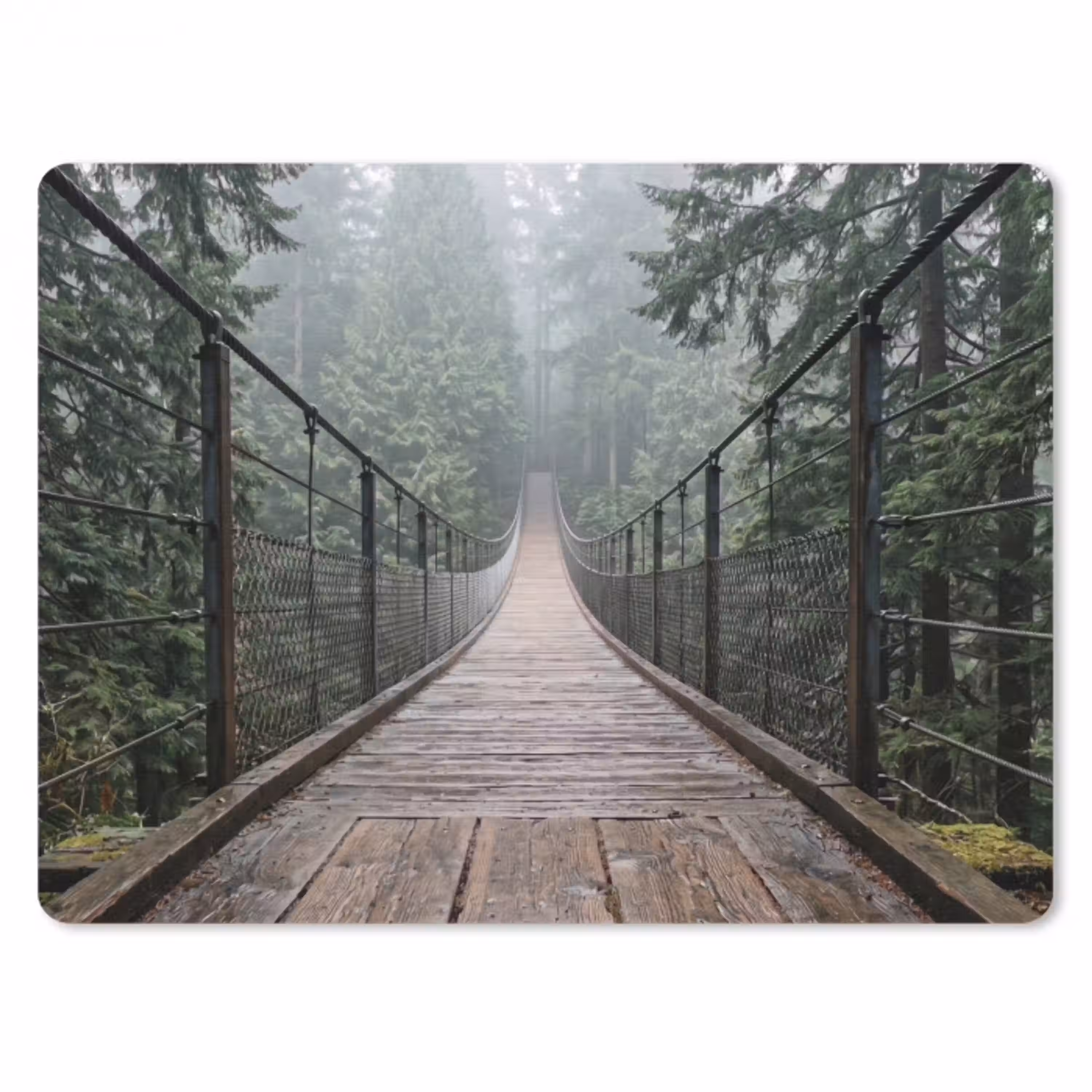 Brug - Bos - Mist - Natuur muismat rubber klein -3d