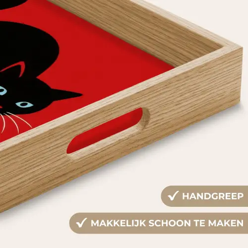 Kat - Zwart - Staart Dienblad Rechthoek middel -USP_HandgreepNL