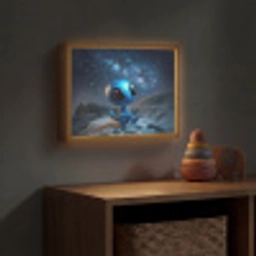 Ruimtewezen - Blauw - Galaxy Light Box met batterij (Wandlamp kind) middel -sfeer5_kind