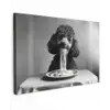 Poedel - Hond - Zwart - Wit - Schattig - Pasta canvas 2cm klein -z3d