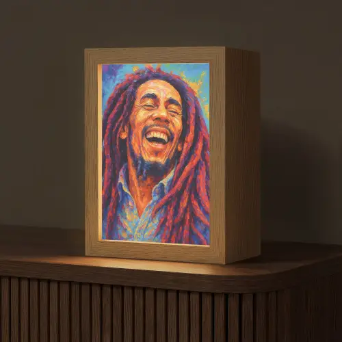 Regenboogkleuren - Man - schilderij Light Box met kabel (Tafellamp) klein -z3d_website