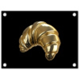 Croissant - Brood - Goud - Zwart tuinposter los doek klein -3d