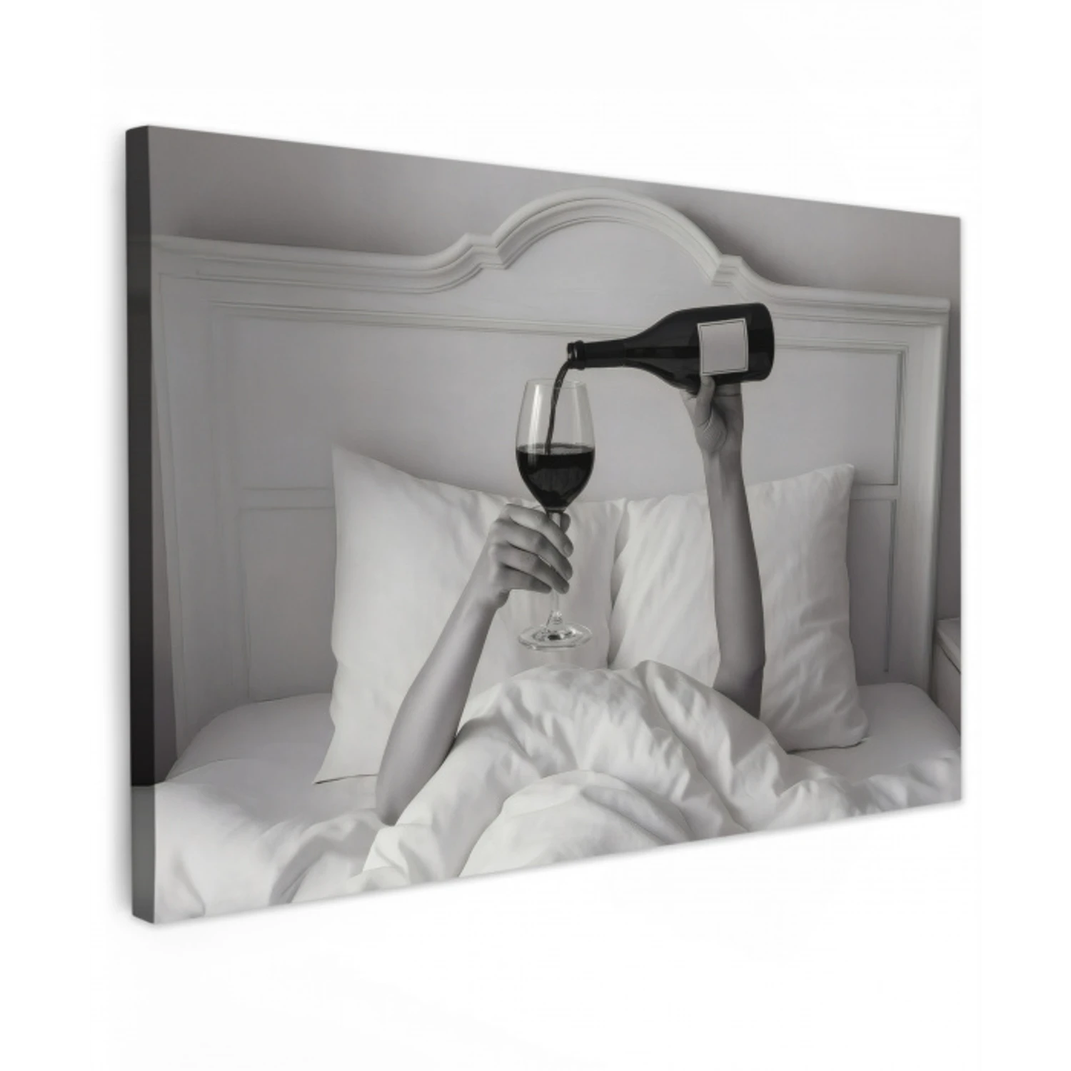 Lakens - Armen - Wijn - Glas Tuinposter op houten frame 2 cm dik klein -3d