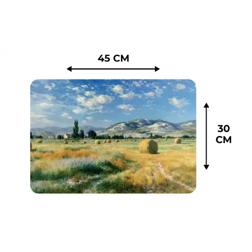 Landschap - Strobalen - Bergen - Wolken Placemat vinyl groot -specs