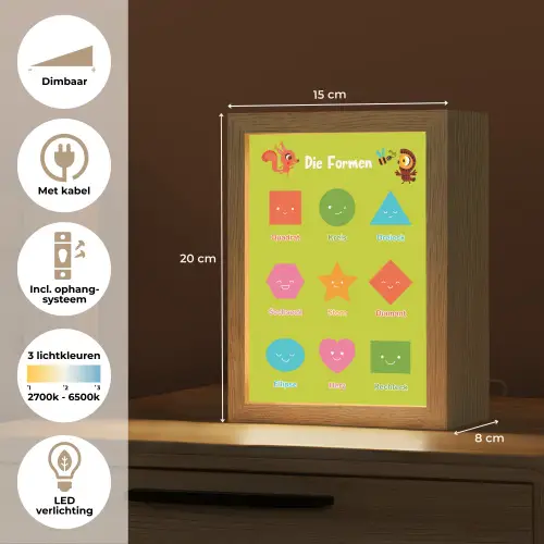 Educatief - Vormen leren - Groen - Geometrische vormen Light Box met kabel klein -USP_NL