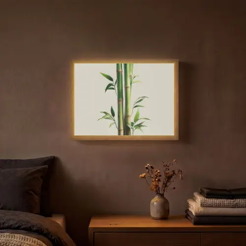 Bamboestengels - Sierlijk - Groen Light Box met batterij (Wandlamp) middel -sfeer4