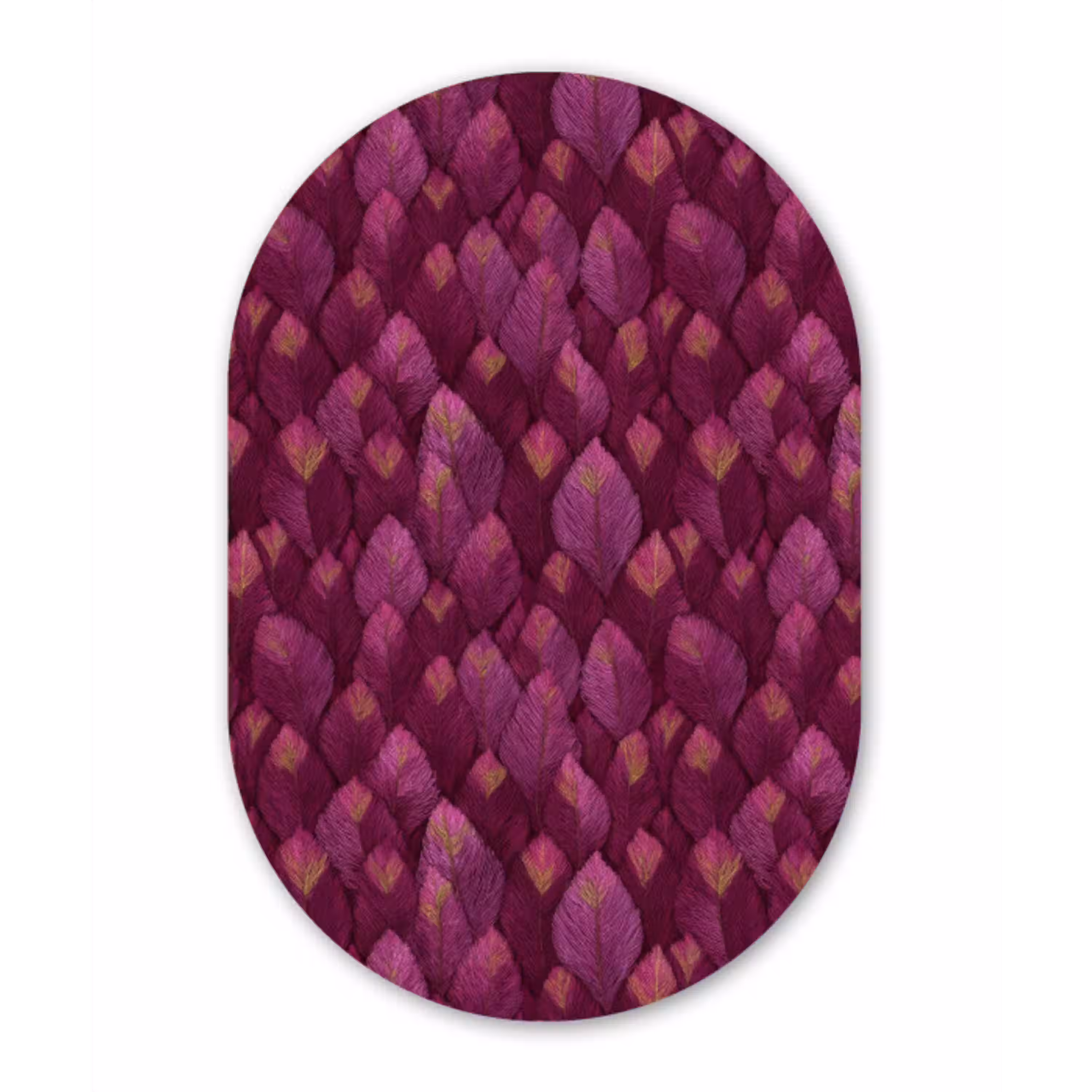 Bladeren - Patroon - Burgundy Wandcirkel Ovaal Aluminium middel 839 -3d