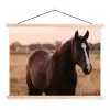Paard - Zonsondergang - Bruin textielposter latten blank klein -3d