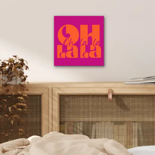 Oh la la - Roze - Oranje - Gestapelde letters aluminium wit klein -sfeer3