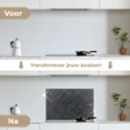Natuursteen - Industrieel - Leisteen - Structuur - Grijs keuken achterwand spatscherm klein -voor_na_NL