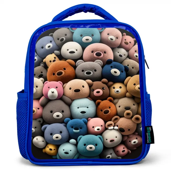 Berenfeestje Kinderrugzak - Blauw middel -3d