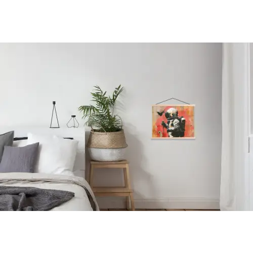 Graffiti - Astronaut - Street art - Ruimte - Banksy textielposter latten blank klein -woonkamer