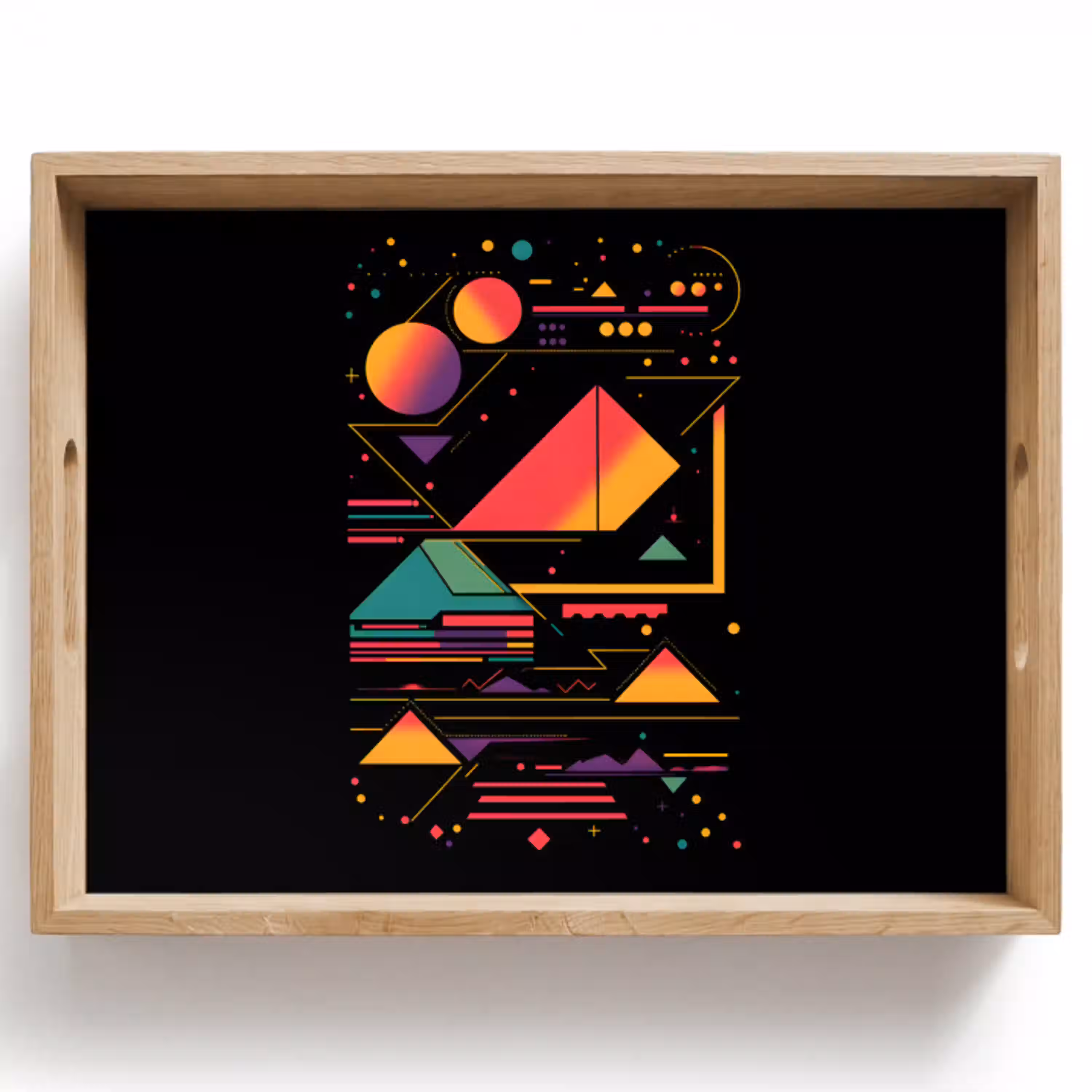 Piramides - Cirkels - Neonkleuren - Geometrisch Dienblad Rechthoek middel -z3d_shopping