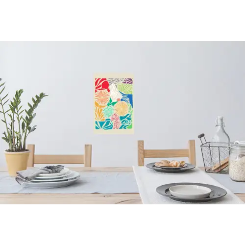 Kleurrijk - Abstract - Bloemen - Patronen Muursticker klein -eettafel