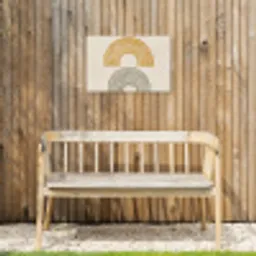 Bogen - Lijnen - Oranje - Minimalistisch Tuinposter op houten frame 2 cm dik klein -sfeer4