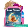 Oranje monster op maansikkel Kinderrugzak - Roze middel -inhoud_NL